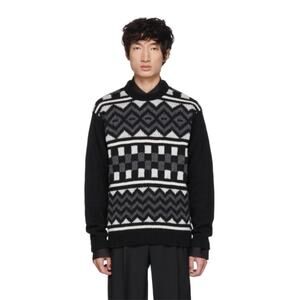 Prada Damier Intarsia Wool Sweater Black/White